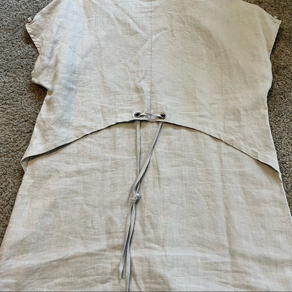 Gordon Smith linen button front tie back tunic top size 12 gray lagenlook - Picture 8 of 10